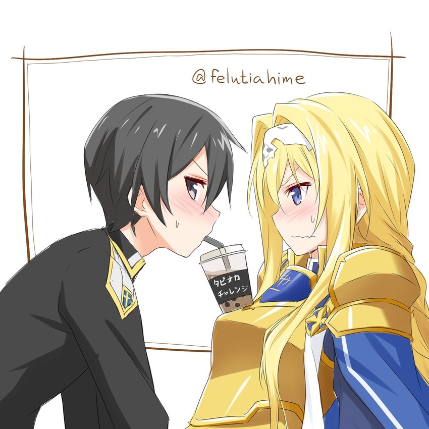 kirito and alice zuberg (sword art online and 1 more) drawn by felutiahime