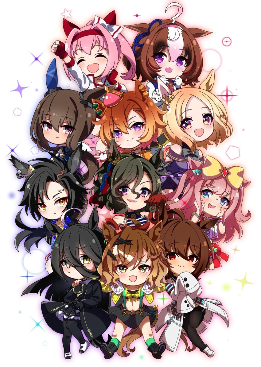 agnes tachyon, manhattan cafe, admire vega, haru urara, agnes digital, and 6 more (umamusume and 2 more) drawn by mochiyukimi21
