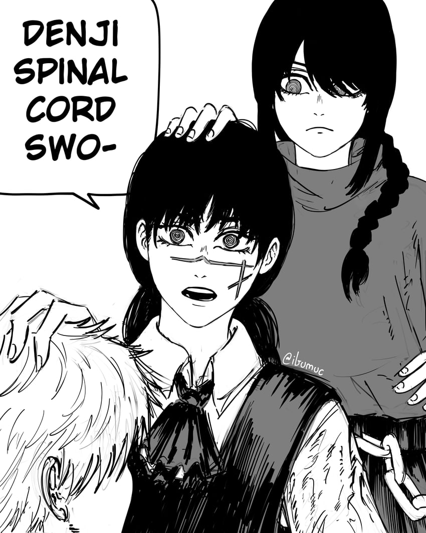 denji, yoru, and nayuta (chainsaw man) drawn by ibumuc