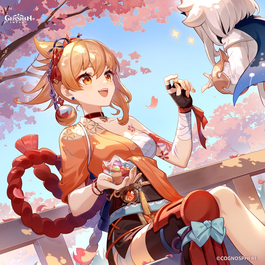 paimon and yoimiya (genshin impact)