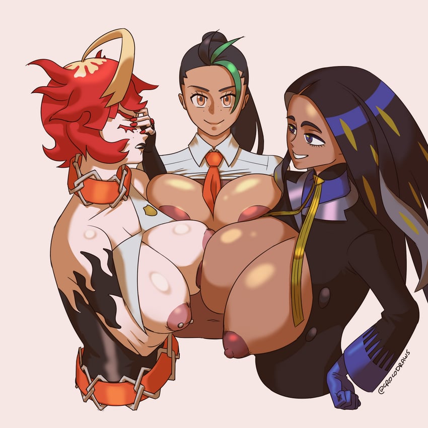 nemona, geeta, and mela (pokemon and 1 more) drawn by crocodraws