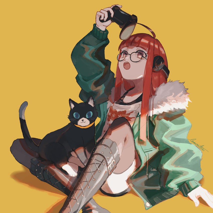 sakura futaba and morgana (persona and 2 more) drawn by lemontea