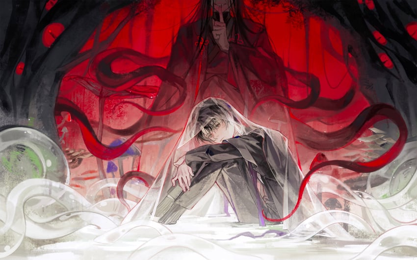 klein moretti and the celestial worthy of heaven and earth (lord of the mysteries) drawn by shiqi274