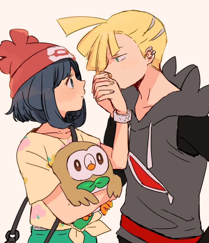 selene, rowlet, and gladion (pokemon and 1 more) drawn by hinata_(ryohinata)