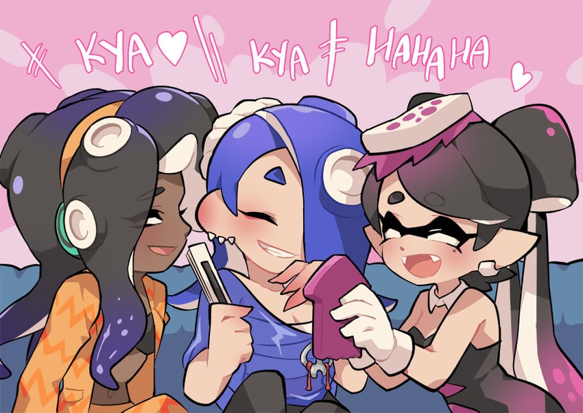 callie, shiver, and marina (splatoon and 3 more) drawn by gomipomi
