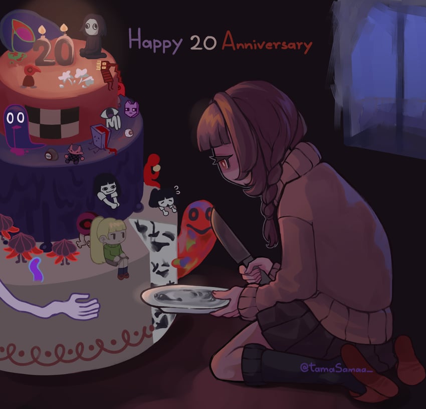 madotsuki, poniko, monoko, uboa, monoe, and 8 more (yume nikki) drawn by tamasamaa