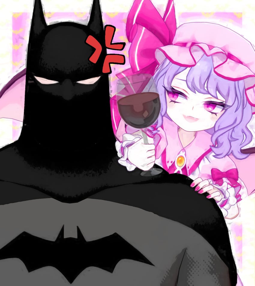 remilia scarlet and batman (touhou and 2 more) drawn by wrench_(superwrenching)