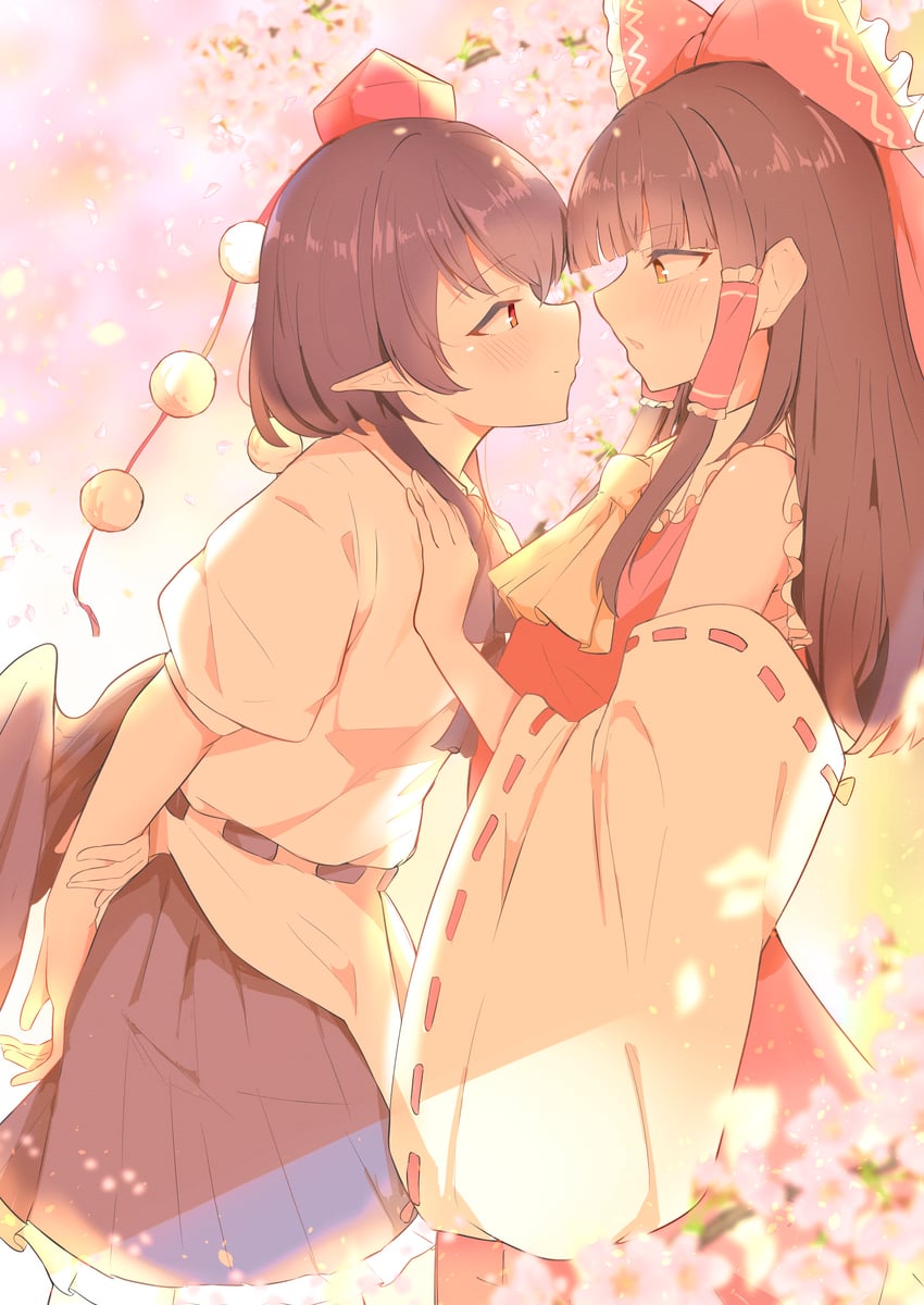 hakurei reimu and shameimaru aya (touhou) drawn by seele_(chanseele0128)