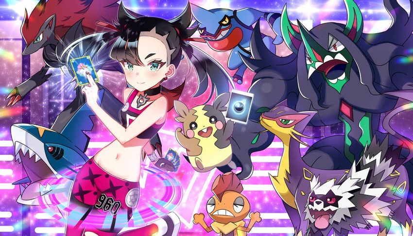 marnie, morpeko, zoroark, sharpedo, liepard, and 4 more (pokemon and 2 more) drawn by minatoasu