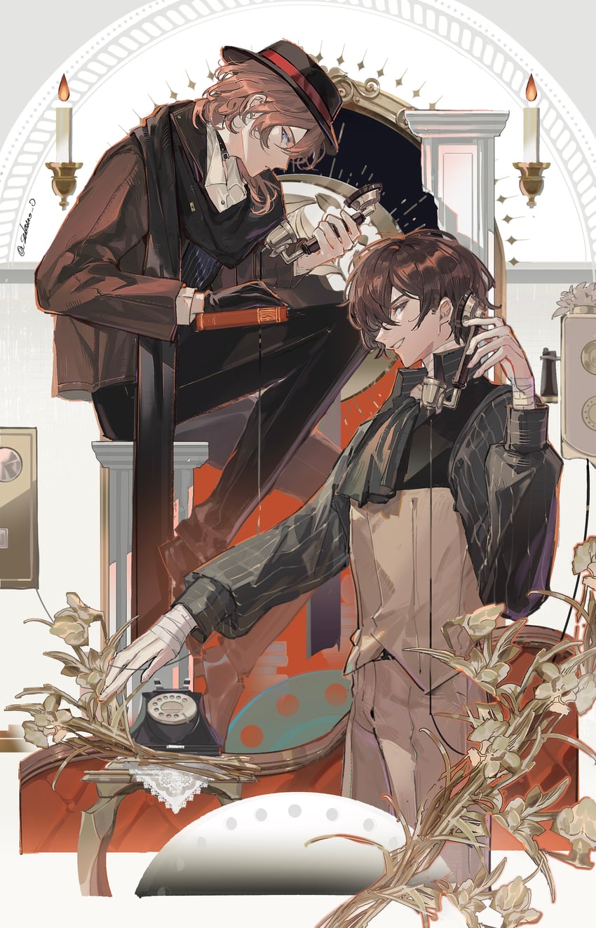 dazai osamu and nakahara chuuya (bungou stray dogs) drawn by sakura-zero