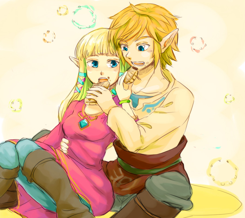 link and princess zelda (the legend of zelda and 1 more) drawn by saiba_(henrietta)