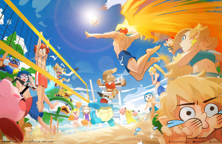 link, pikachu, princess zelda, kirby, princess peach, and 14 more (pokemon and 16 more) drawn by jisuart
