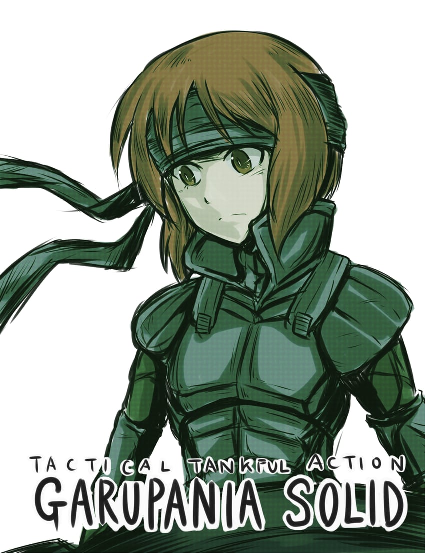 nishizumi miho and solid snake (girls und panzer and 2 more) drawn by sekitaku