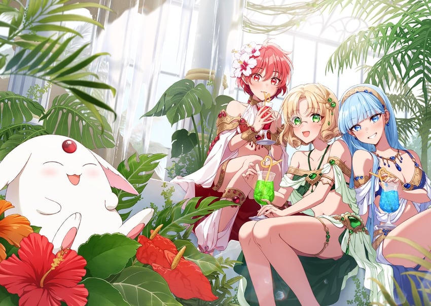 shidou hikaru, ryuuzaki umi, hououji fuu, and mokona (magic knight rayearth) drawn by masami_(souzou_jinsei_sanka)
