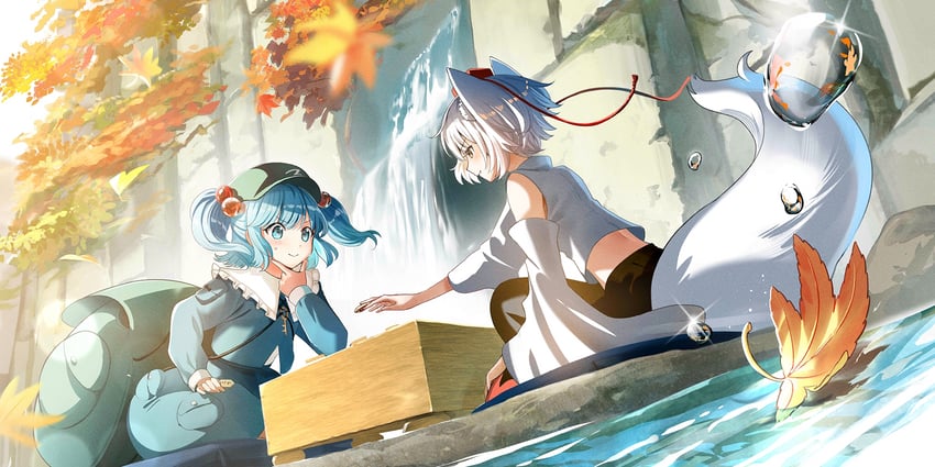 inubashiri momiji and kawashiro nitori (touhou and 1 more) drawn by yukimaru_nun