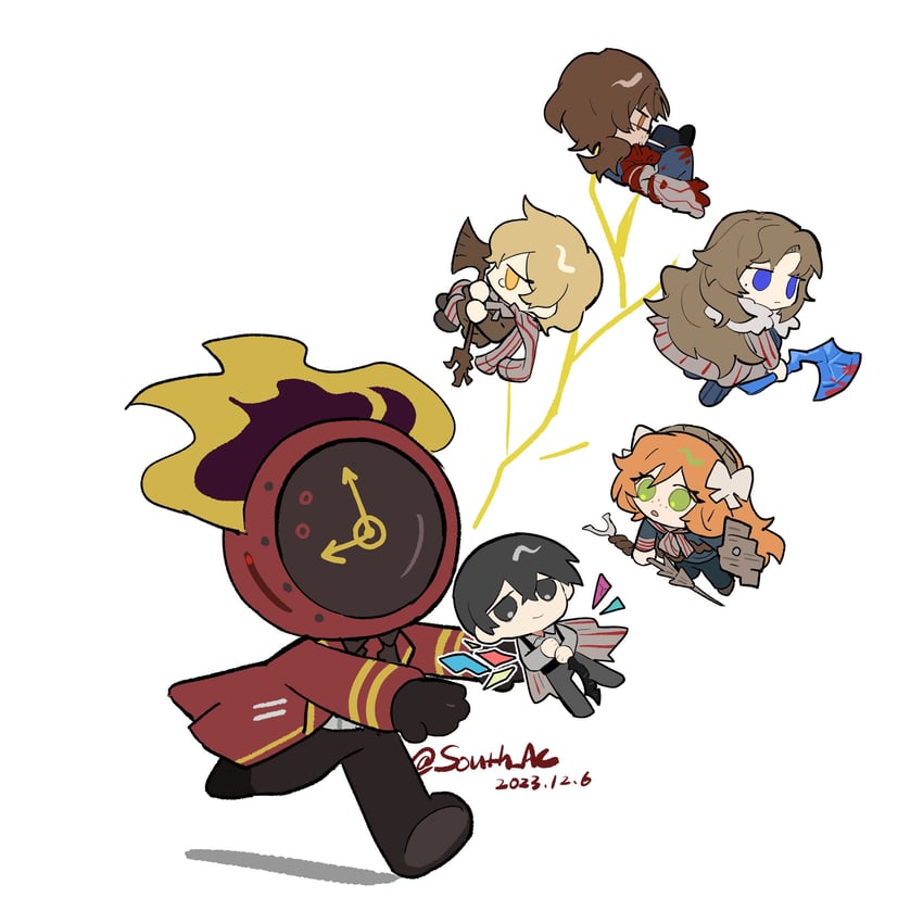 ishmael, sinclair, yi sang, dante, gregor, and 1 more (project moon and 1 more) drawn by south_ac