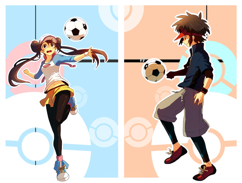 rosa and nate (pokemon and 1 more) drawn by sekka_koyori