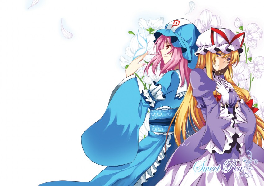 yakumo yukari and saigyouji yuyuko (touhou) drawn by roh_nam_kyung