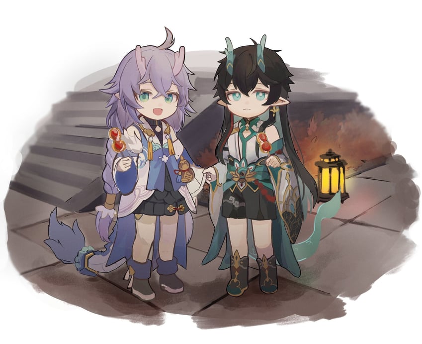 dan heng and bailu (honkai and 1 more) drawn by kkong_x