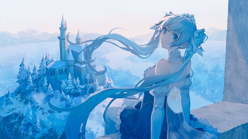 hatsune miku and yuki miku (vocaloid) drawn by yumo_(mimengfeixue)