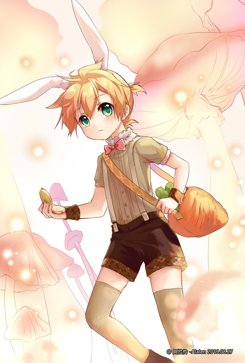 kagamine len and white rabbit (vocaloid and 1 more) drawn by alalen