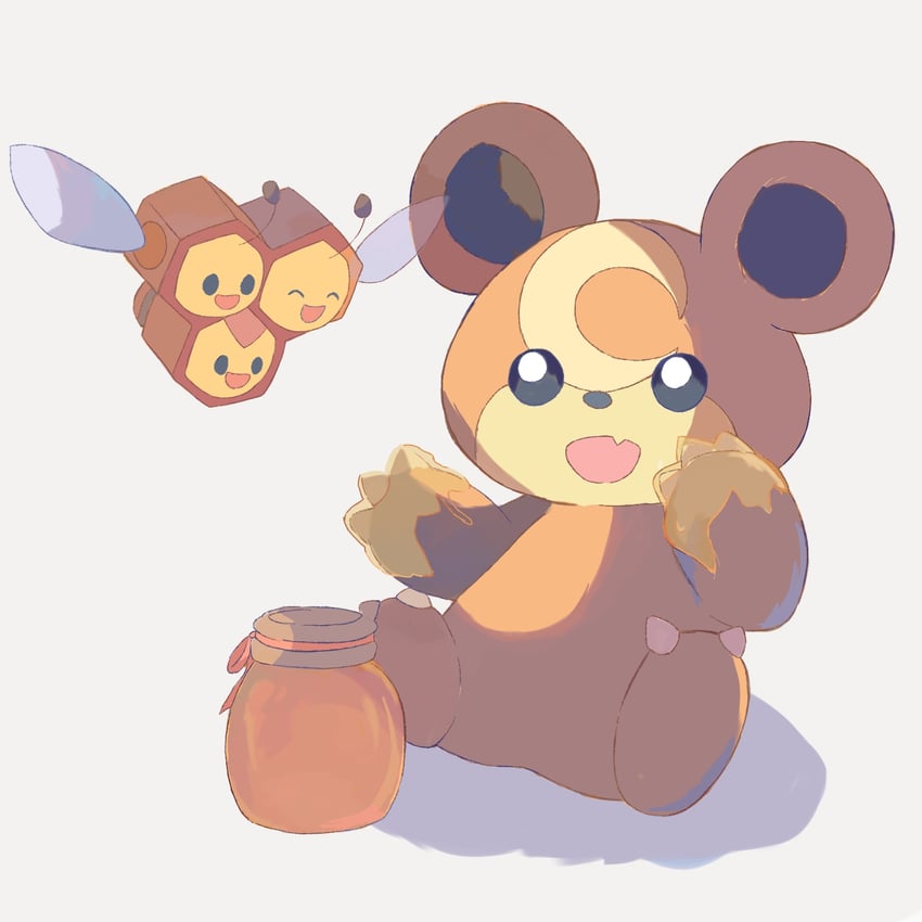 teddiursa and combee (pokemon) drawn by nyan_koro_mochi