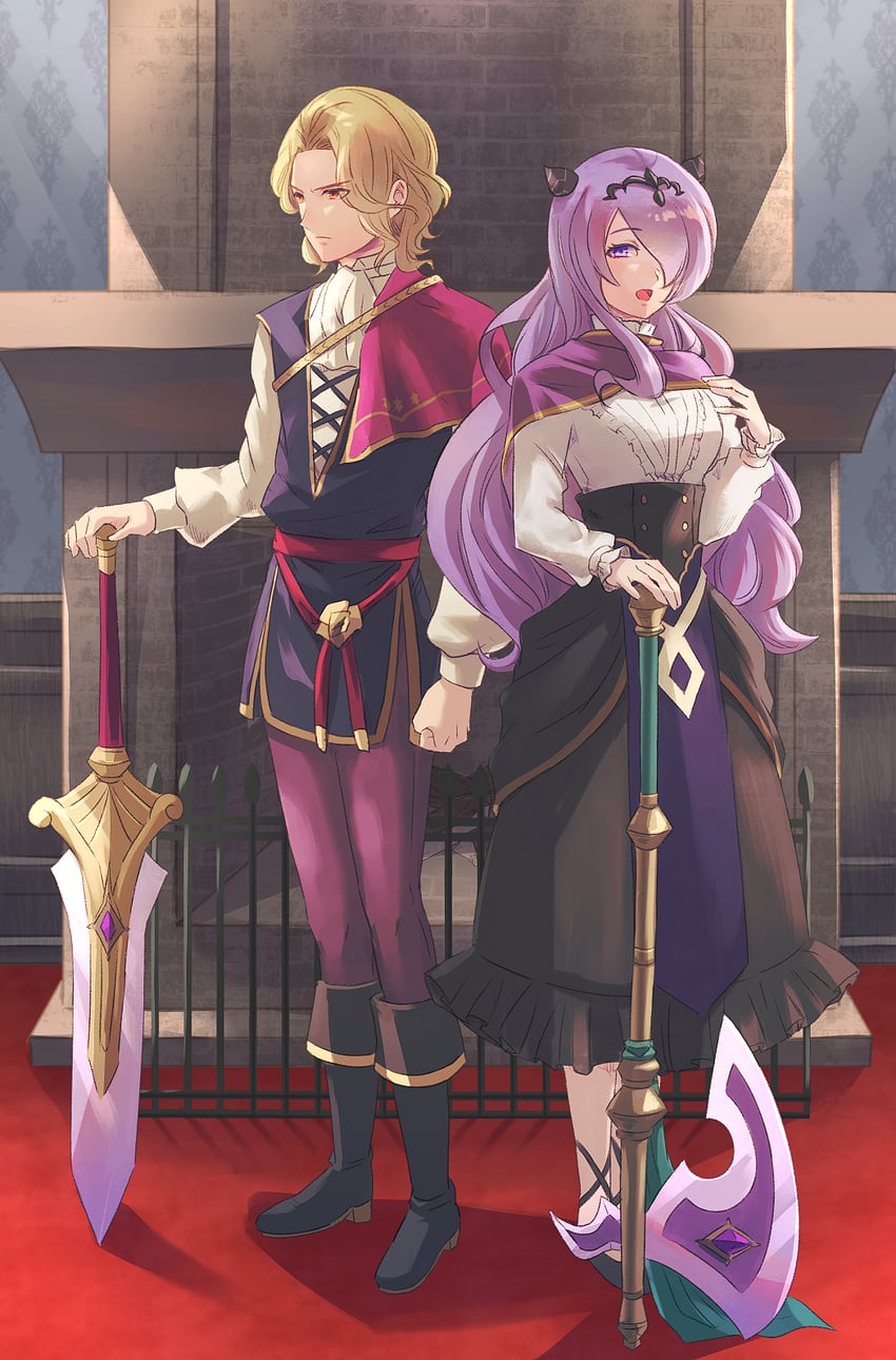 camilla and xander (fire emblem and 2 more) drawn by riou_(pooh920)