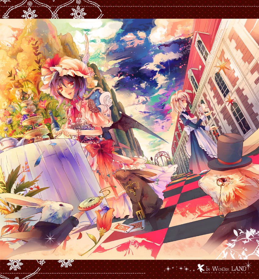 remilia scarlet, izayoi sakuya, and white rabbit (touhou and 1 more) drawn by kirero