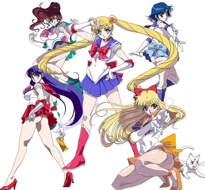 tsukino usagi, sailor moon, mizuno ami, aino minako, hino rei, and 6 more (bishoujo senshi sailor moon and 1 more) drawn by piyopiyomaru