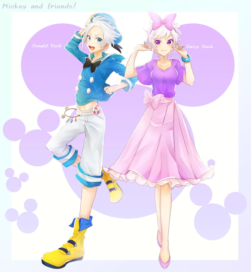 donald duck and daisy duck (mickey mouse & friends) drawn by honipokooon