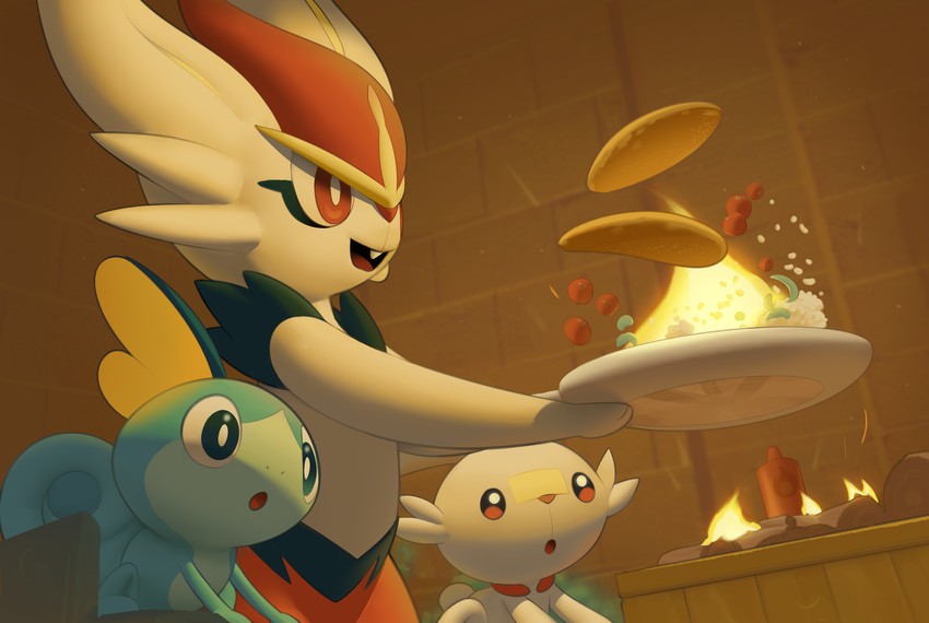 scorbunny, sobble, and cinderace (pokemon) drawn by inkune