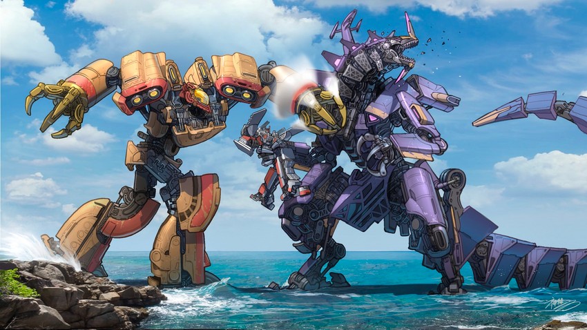 metroplex, omega supreme, and trypticon (transformers) drawn by kamitoge_supino