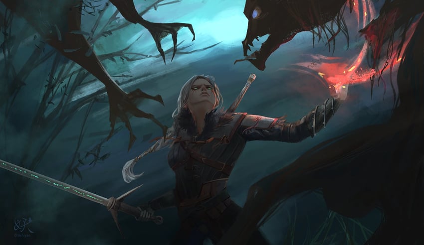 ciri (the witcher and 1 more) drawn by zishiyao