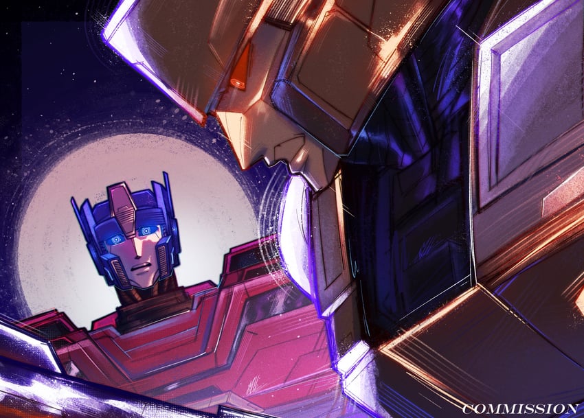 optimus prime and megatron (transformers and 1 more) drawn by mellliow