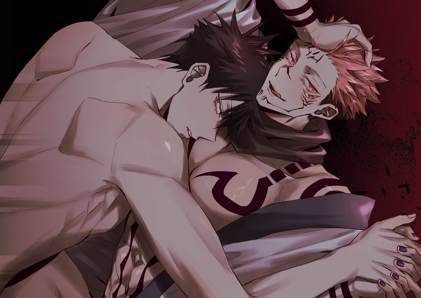 fushiguro megumi and ryoumen sukuna (jujutsu kaisen) drawn by azukiharuta_ju