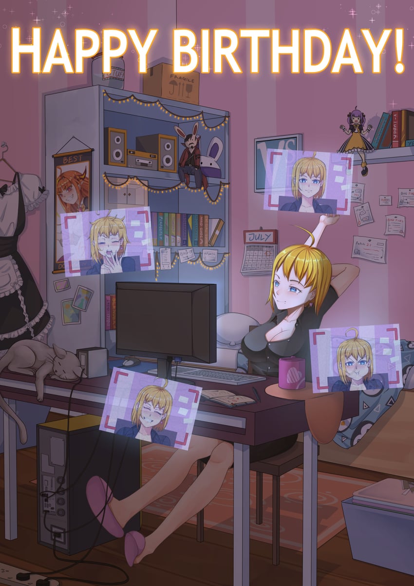 kiryu coco, mochi hiyoko, emiliana, and deat (indie virtual youtuber) drawn by shuazir
