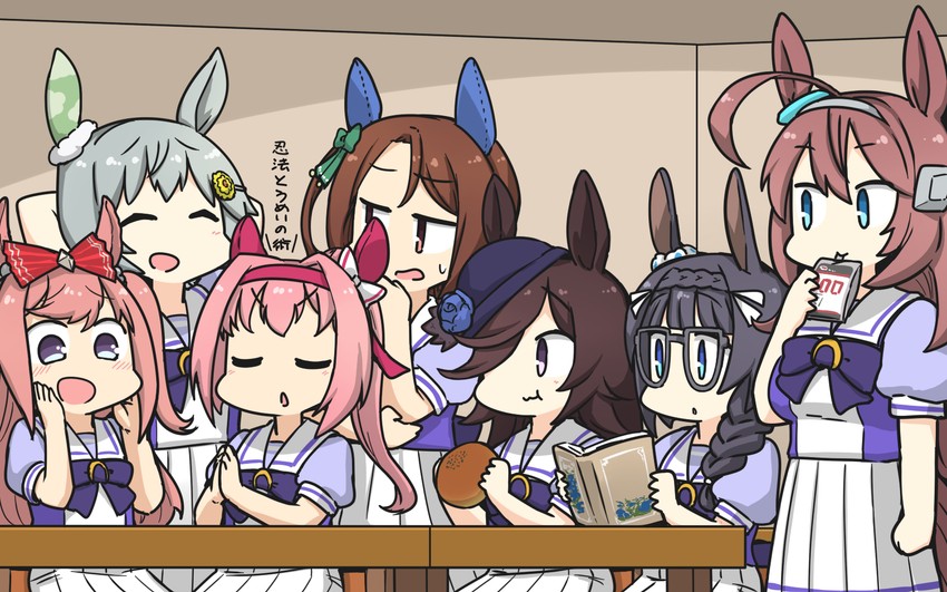 rice shower, mihono bourbon, king halo, seiun sky, agnes digital, and 2 more (umamusume) drawn by hamu_koutarou