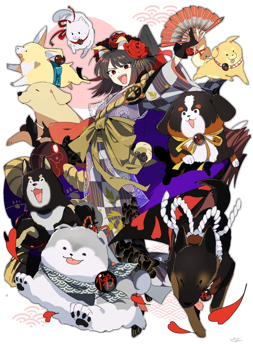 kyokutei bakin, sousuke, shino, shinbei, kobungo, and 4 more (fate and 1 more) drawn by pirohi_(pirohi214)