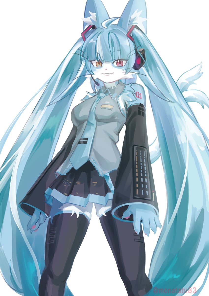 hatsune miku and omaneko (vocaloid and 1 more) drawn by monatatu83