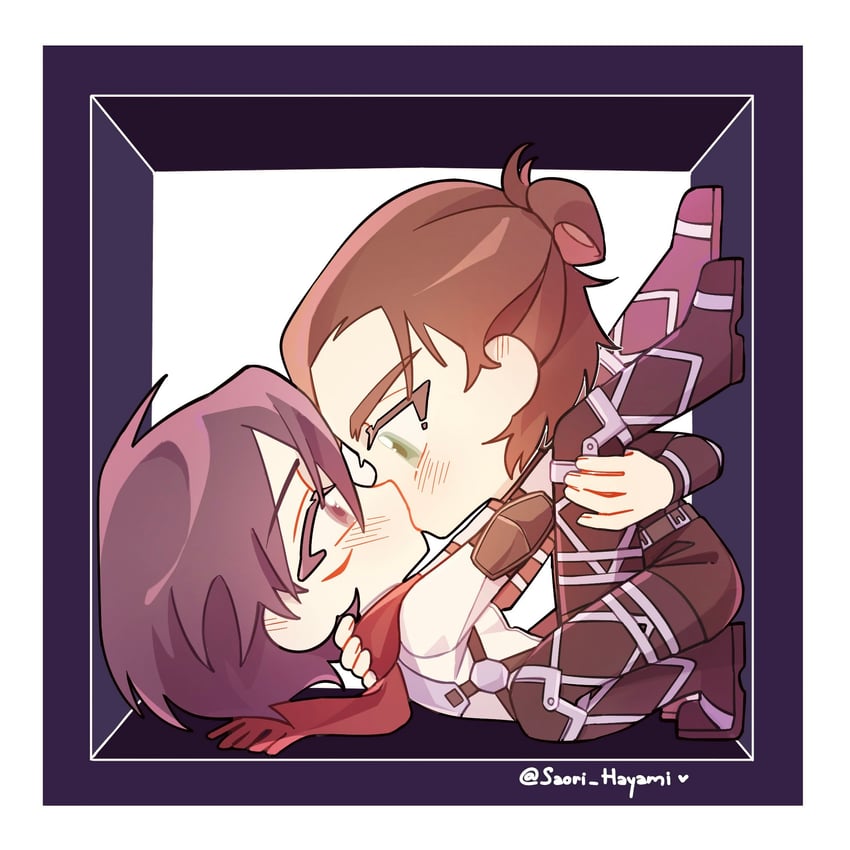 mikasa ackerman and eren yeager (shingeki no kyojin) drawn by saori_hayami