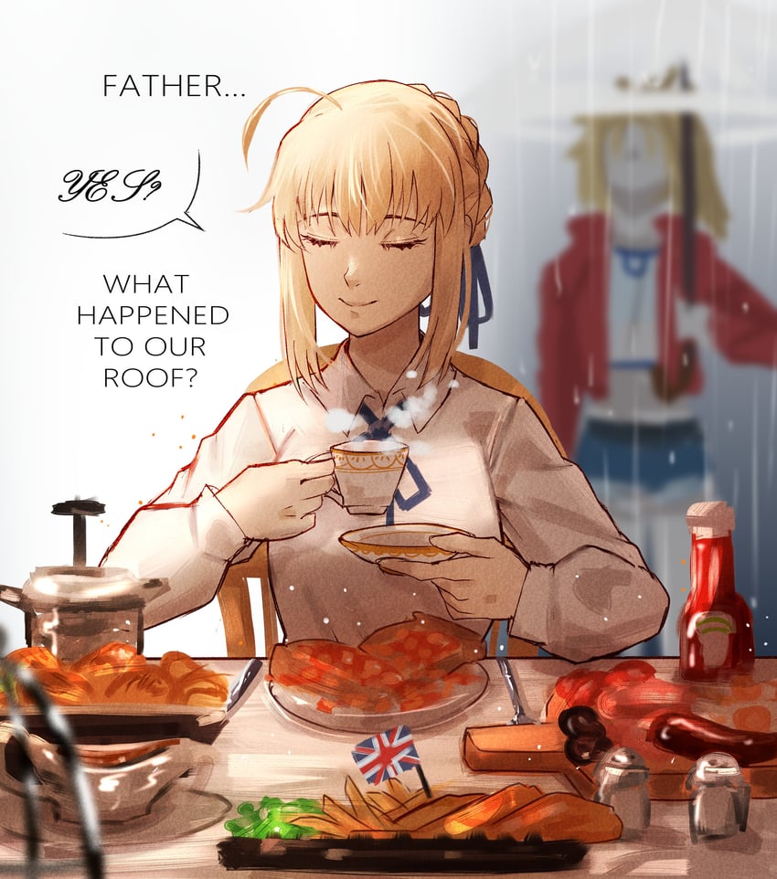 artoria pendragon, saber, and mordred (fate and 2 more) drawn by hh_(hehexd06161704)