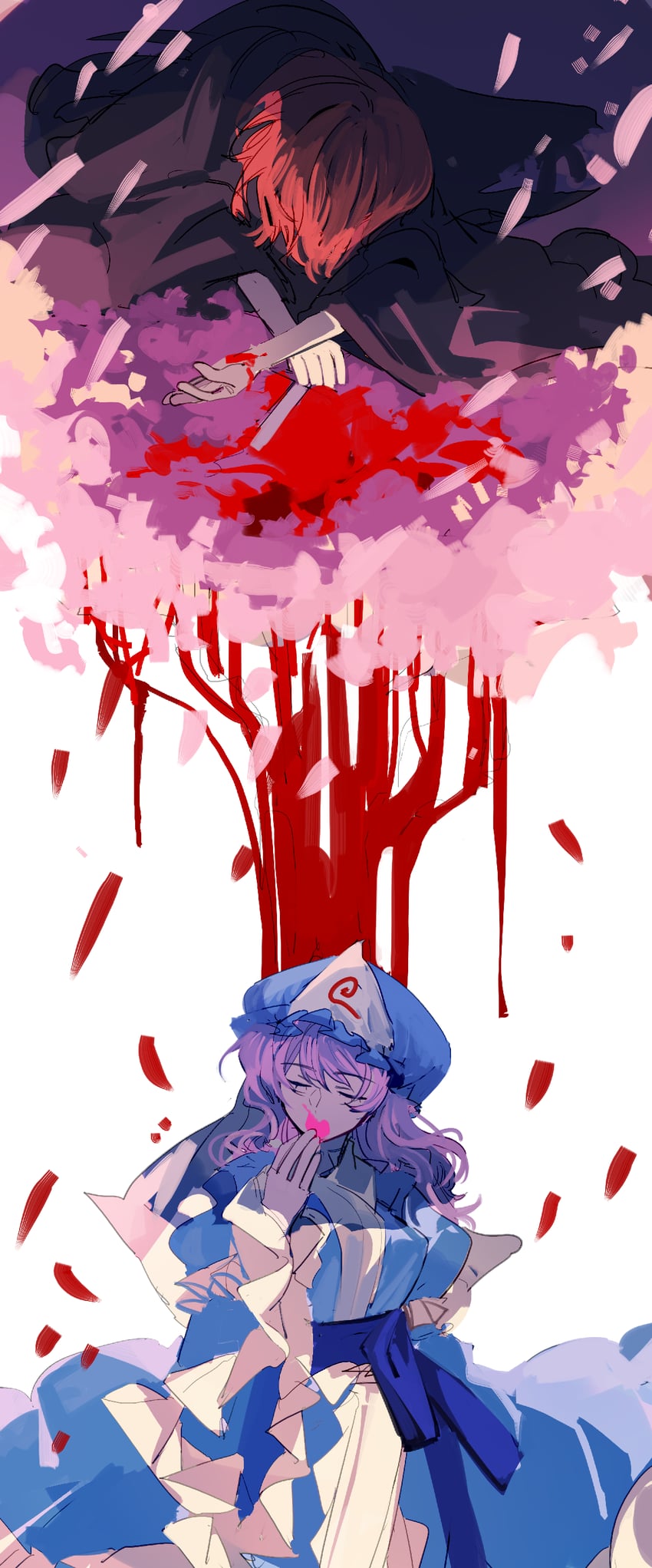 saigyouji yuyuko and saigyou ayakashi (touhou) drawn by xian_qishui