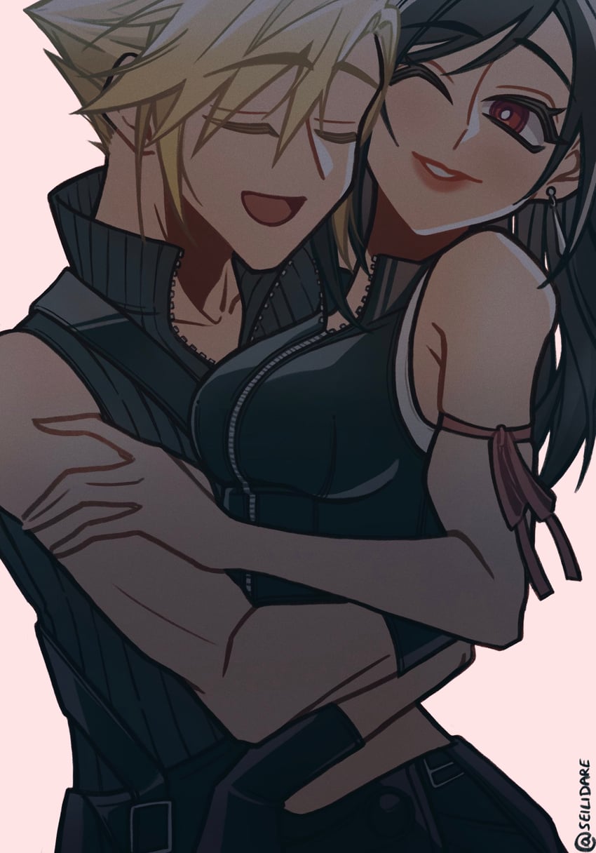 tifa lockhart and cloud strife (final fantasy and 2 more) drawn by seilidare