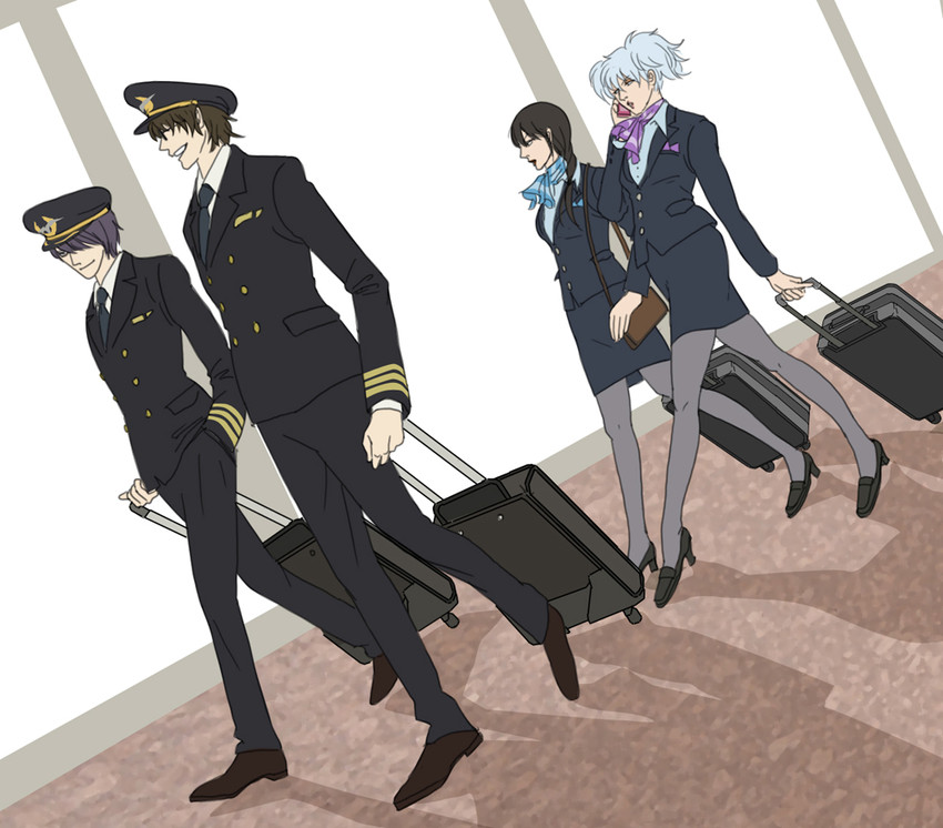 sakata gintoki, takasugi shinsuke, katsura kotarou, and sakamoto tatsuma (gintama) drawn by gb_(doubleleaf)