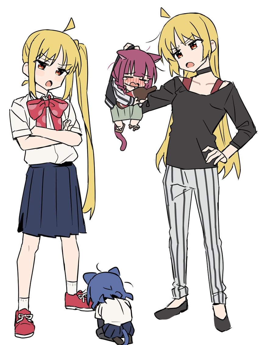 ijichi nijika, yamada ryo, hiroi kikuri, and ijichi seika (bocchi the rock!) drawn by shisoneri