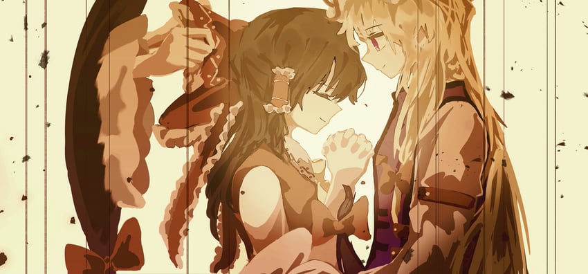 hakurei reimu and yakumo yukari (touhou) drawn by liangming_toho