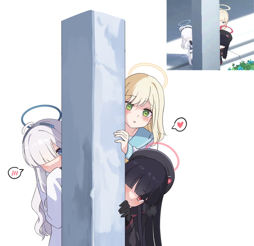 justice task force member, millennium science school student, trinity student, and millennium science school student b (blue archive) drawn by feza_chen_(ushaku)