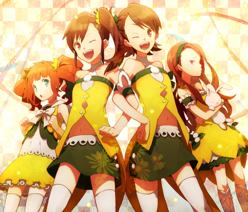 minase iori, takatsuki yayoi, futami mami, futami ami, and usa-chan (idolmaster) drawn by nakahara_(mu_tation)