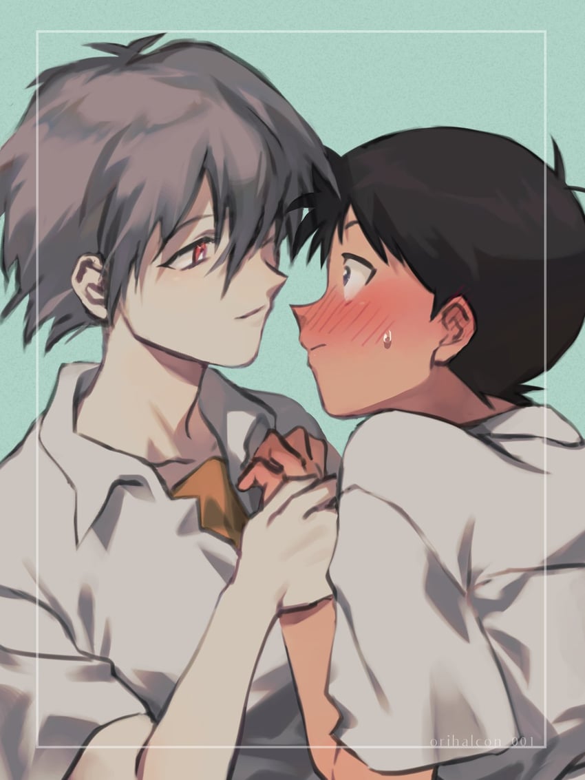 ikari shinji and nagisa kaworu (neon genesis evangelion) drawn by orihalcon_001