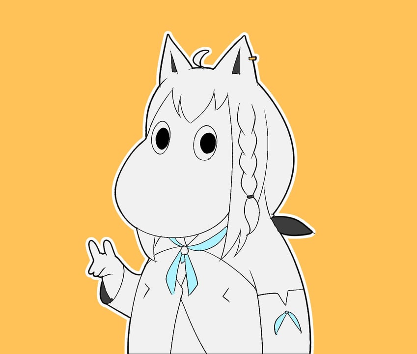 shirakami fubuki and moomintroll (hololive and 1 more) drawn by kumarang